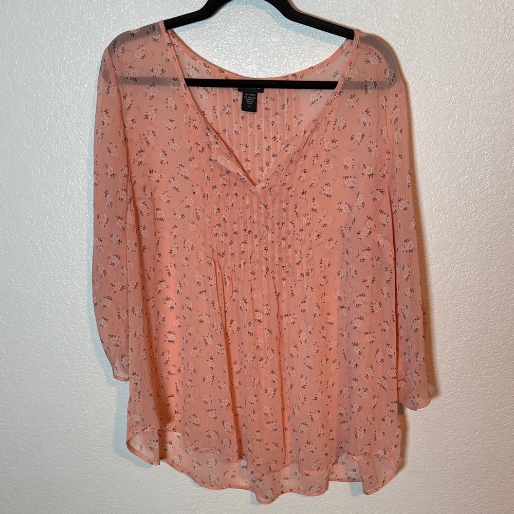 Torrid Coral Pink Crinkle Sheer Pin Tuck Blouse Size 2X